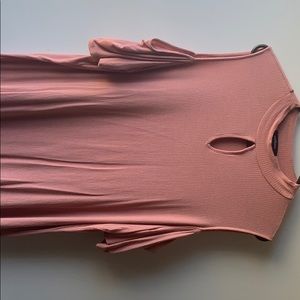 Pink Ribbed, partial Off arm sleeves Blouse!